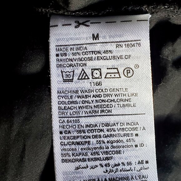 Old Navy Split Neck Cotton Peasant Top, Black, Size M - Picture 12 of 12